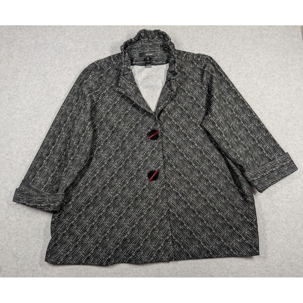 Ali Miles‎ Women Jacket 2X Wire Collar Big Button Art to Wear Folded Cuffs